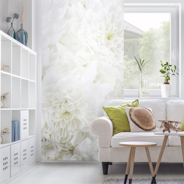 Raumteiler - Dahlien Blumenmeer weiß 250x120cm