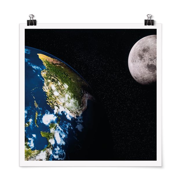 Poster - Moon and Earth - Quadrat 1:1