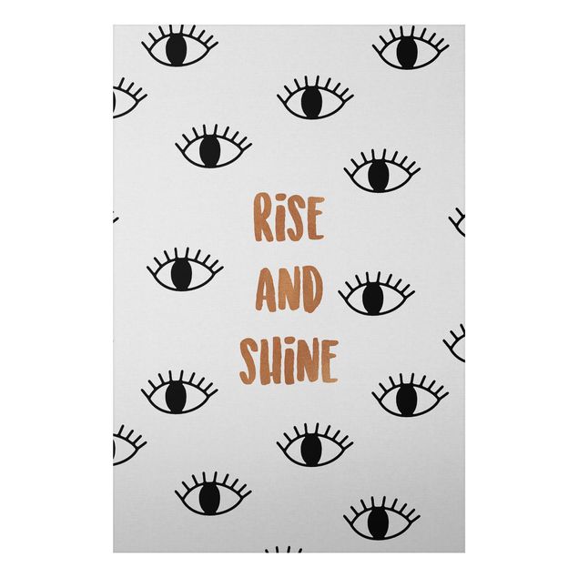 Foto auf Alu Dibond Schlafzimmer Zitat Rise & Shine