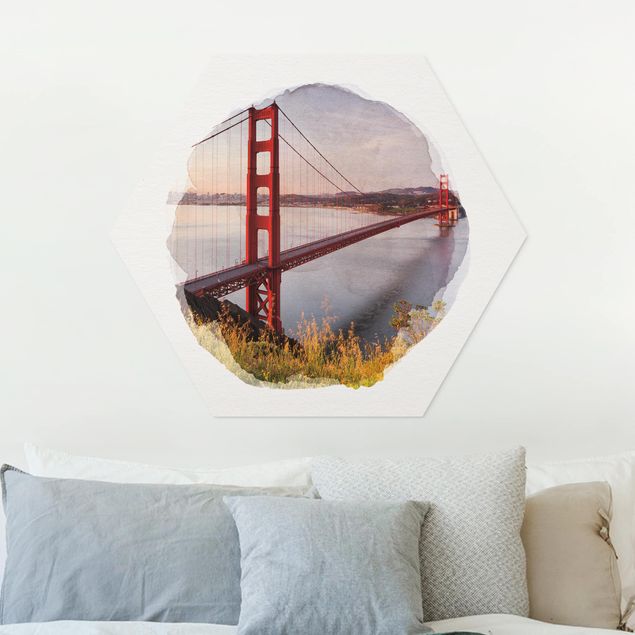 Bilder auf Hartschaumplatte Wasserfarben - Golden Gate Bridge in San Francisco