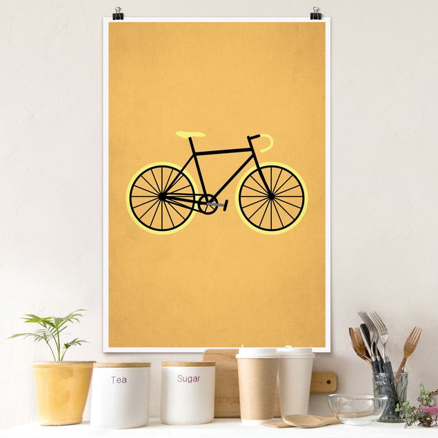 Poster Illustration Fahrrad in Gelb