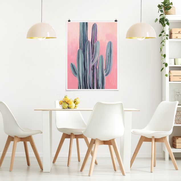Wandbilder Kaktus auf Rosa II