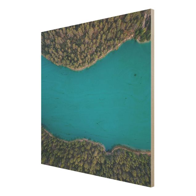 Holzbilder Luftbild - Tiefblauer See