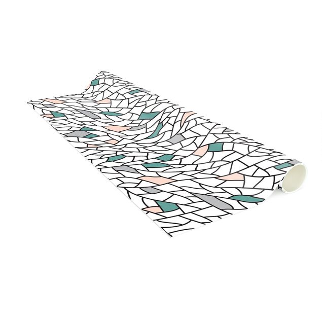 Moderne Teppiche Mosaiklinien Muster Pastell