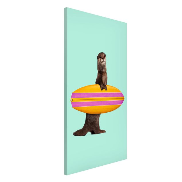 Wandbilder Tiere Otter mit Surfbrett