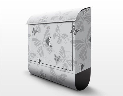 Designer Briefkasten Schmetterlinge Monochrom