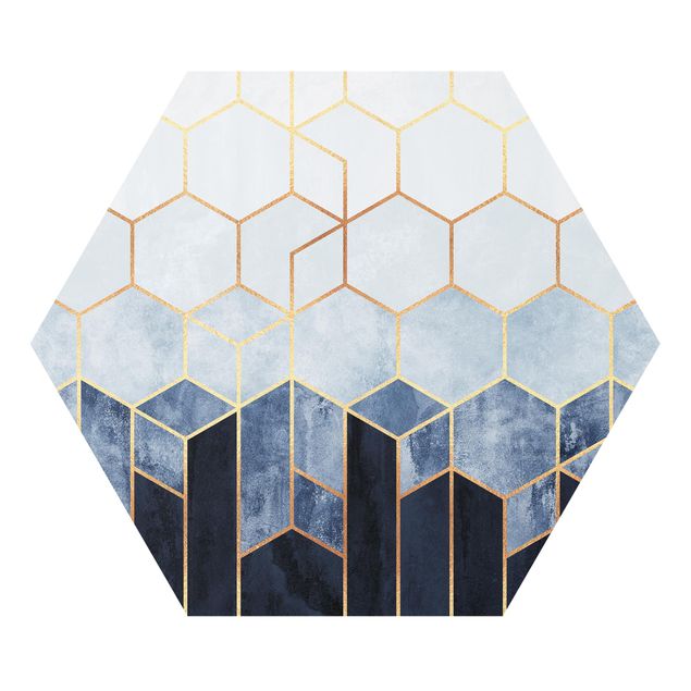 Hexagon Bilder Goldene Sechsecke Blau Weiß