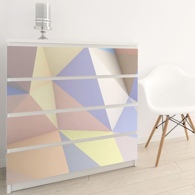 Fensterbank Klebefolie Geometrische Pastell Dreiecke in 3D