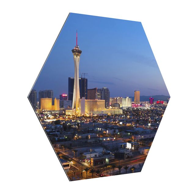Hexagon Bild Alu-Dibond - Viva Las Vegas