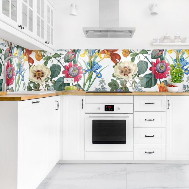 Glasrückwand Küche Muster Farbenfrohe Blumenpracht