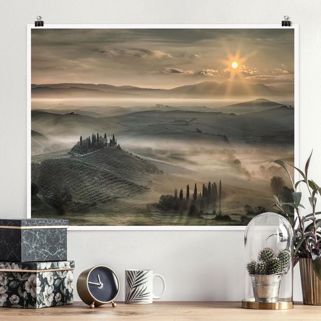 Poster Landschaft Toskana-Morgen