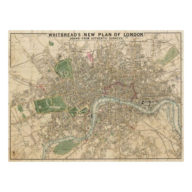 Moderne Holzbilder Vintage Stadtplan London