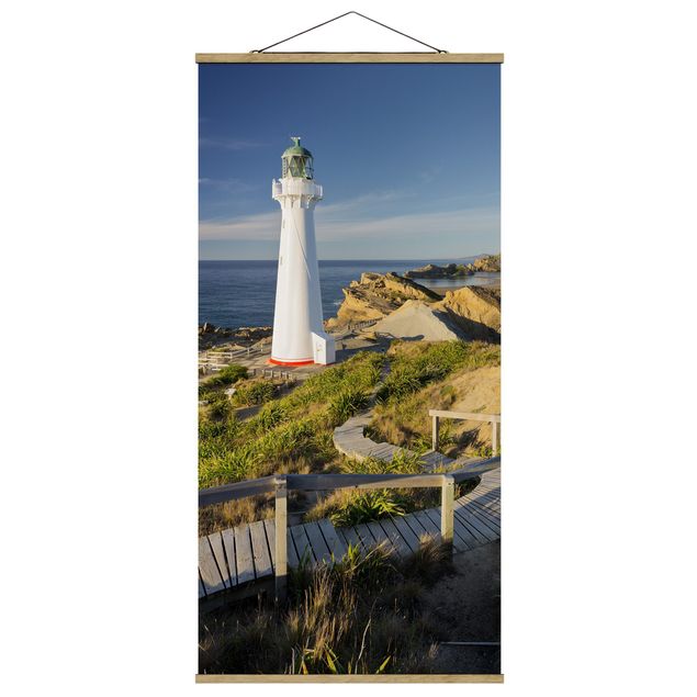 Stoffbild mit Posterleisten - Castle Point Leuchtturm Neuseeland - Hochformat 1:2