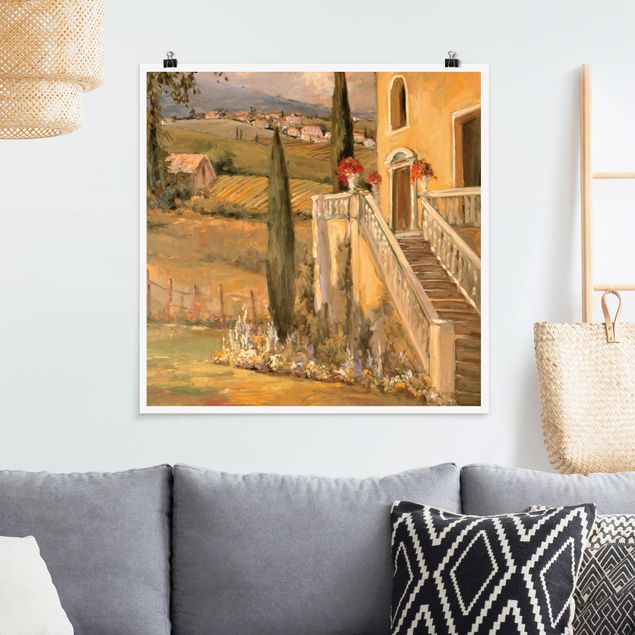 Poster Städte Italienische Landschaft - Haustreppe
