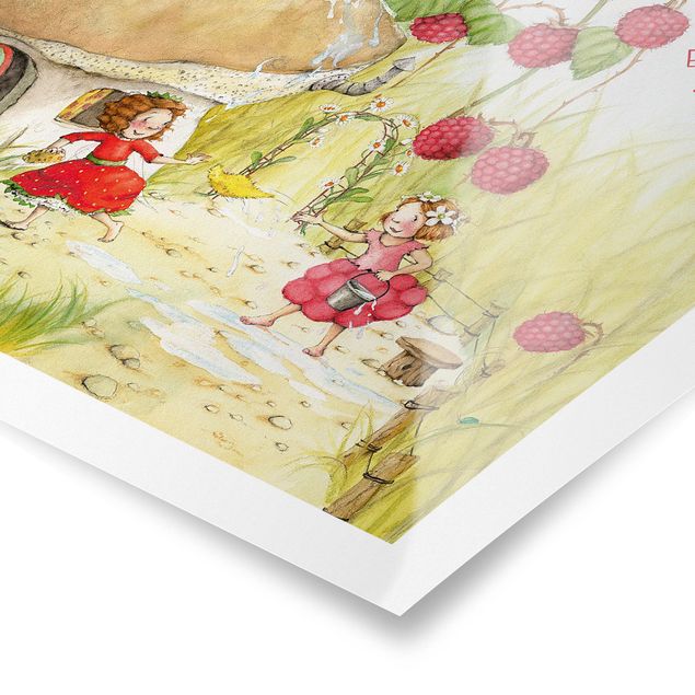 Poster Erdbeerinchen Erdbeerfee - Unter dem Himbeerstrauch