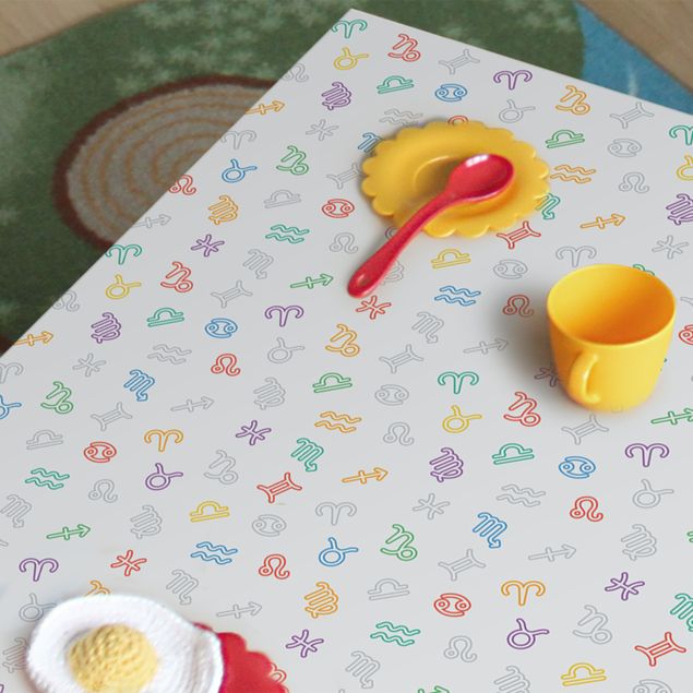 Klebefolie Muster Kinderzimmer-Lernmuster mit bunten Sternzeichen Symbolen