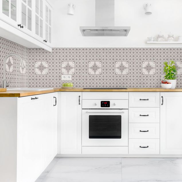 Küchenrückwand Muster Fliesenmuster Porto grau