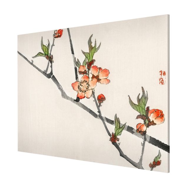Wandbilder Asiatische Vintage Zeichnung Kirschblütenzweig