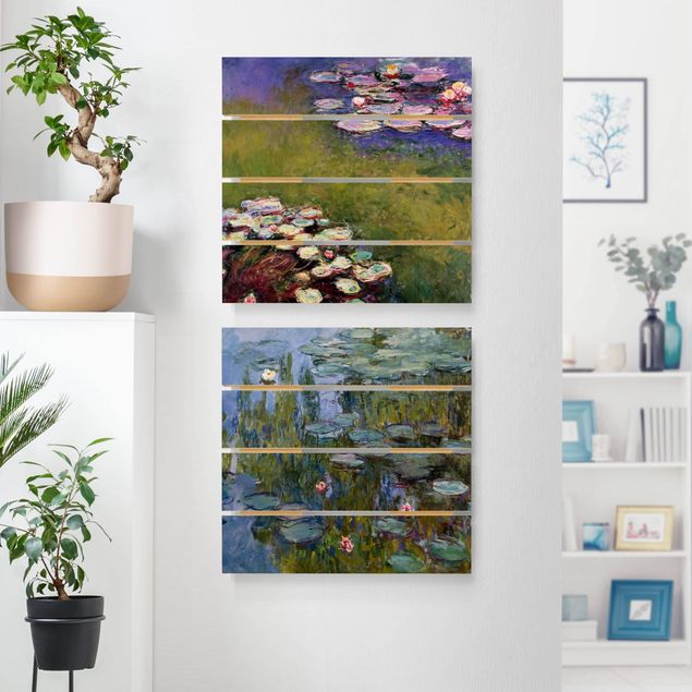Moderne Holzbilder Claude Monet - Seerosen Set