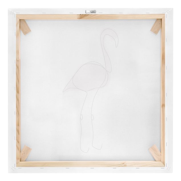 Leinwandbild - Flamingo Line Art - Quadrat 1:1