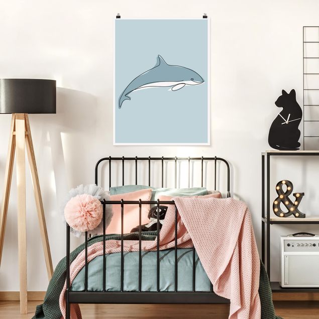 Poster Illustration Delfin Line Art