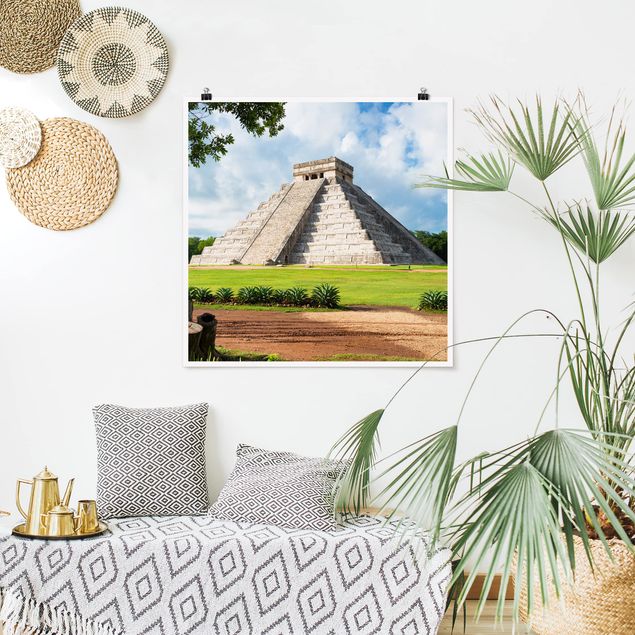 Poster - El Castillo Pyramide - Quadrat 1:1