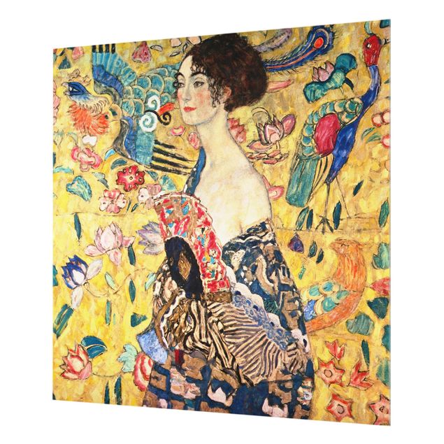 Wandbilder Kunstdruck Gustav Klimt - Dame mit Fächer