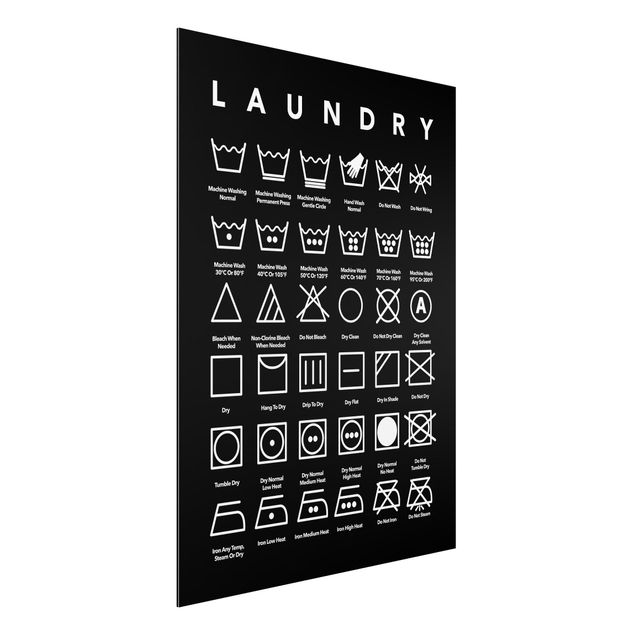Wandbilder Laundry Symbole Schwarz-Weiß