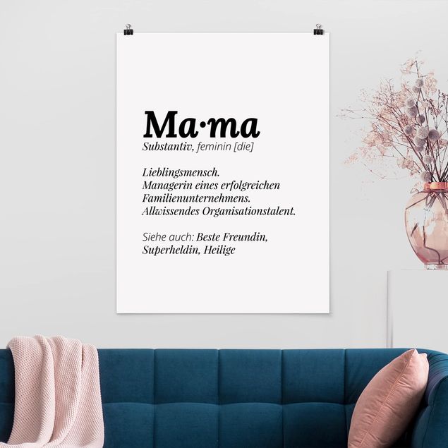 Poster Schwarz-Weiß Die Definition von Mama