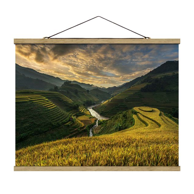 Stoffbild mit Posterleisten - Reisplantagen in Vietnam - Querformat 4:3