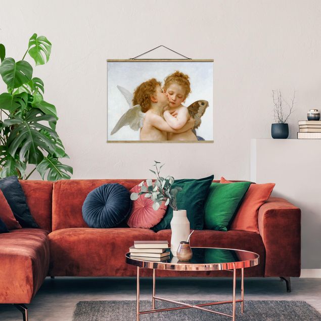 Stoffbild mit Posterleisten - William Adolphe Bouguereau - Der erste Kuss - Querformat 4:3