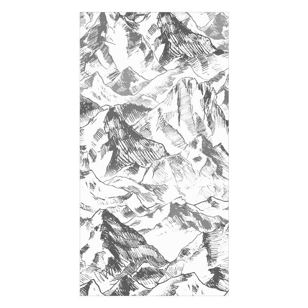 Duschrückwand - Illustration Berglandschaft Grau