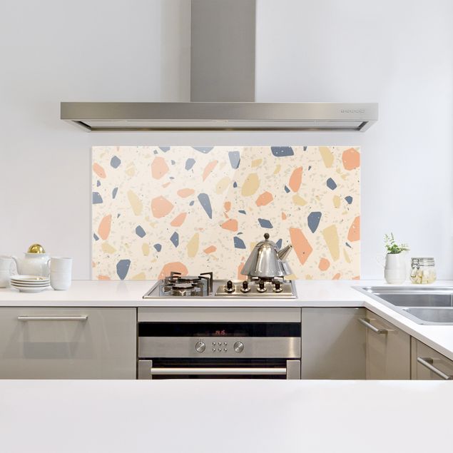 Küchenrückwand Glas Muster Detailliertes Terrazzo Muster Siena
