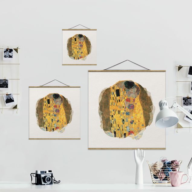 Wandbilder Kunstdruck Wasserfarben - Gustav Klimt - Der Kuss