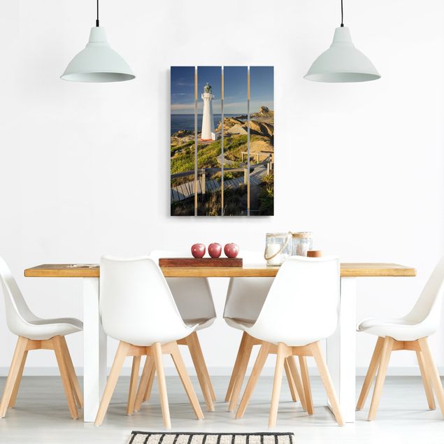 Moderne Holzbilder Castle Point Leuchtturm Neuseeland