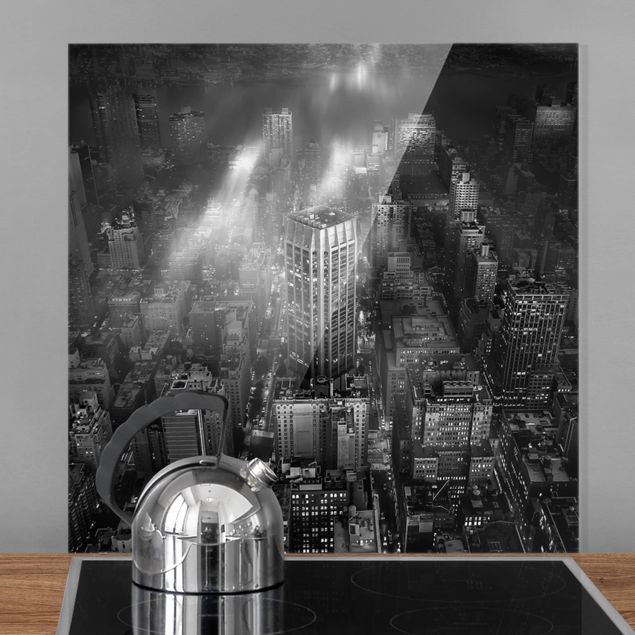 Spritzschutz Glas magnetisch Sonnenlicht über New York City