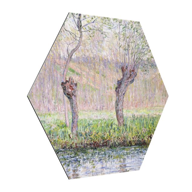 Alu Dibond Druck Claude Monet - Weidenbäume Frühling