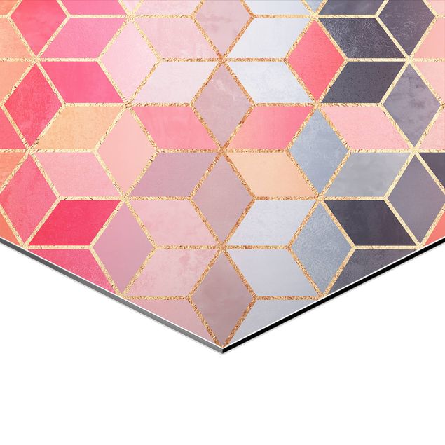 Hexagon Bild Alu-Dibond 2-teilig - Elisabeth Fredriksson - Make It Happen Geometrie Set Pink