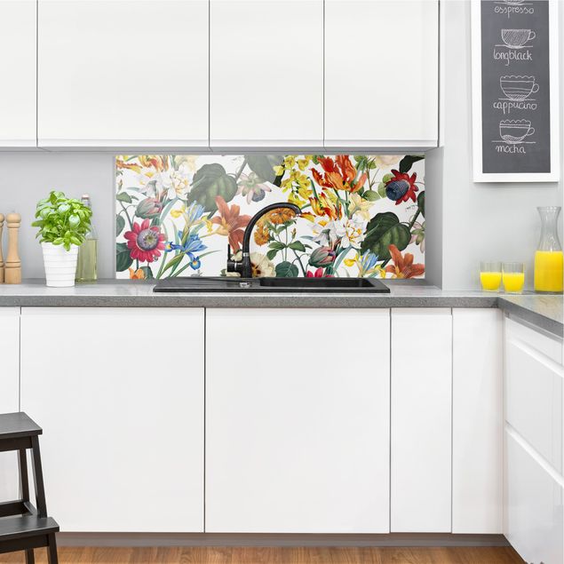 Küchenrückwand Glas Muster Farbenfrohe Blumenpracht