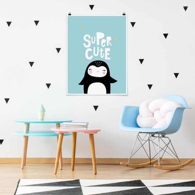 Poster Kinderzimmer Tiere Super Cute Pinguin