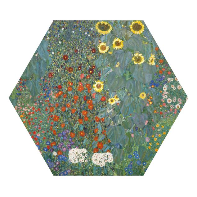 Bilder Hexagon Gustav Klimt - Garten Sonnenblumen