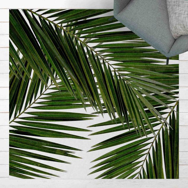 Outdoor Teppich Blick durch grüne Palmenblätter