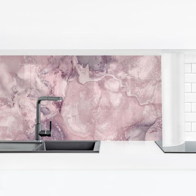 Küchenrückwand abstrakt Farbexperimente Marmor Violett
