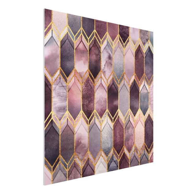 Forex Fine Art Print - Glasmalerei geometrisch Rosé Gold - Quadrat 1:1