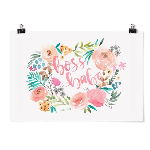 Schöne Wandbilder Rosa Blüten - Boss Babe