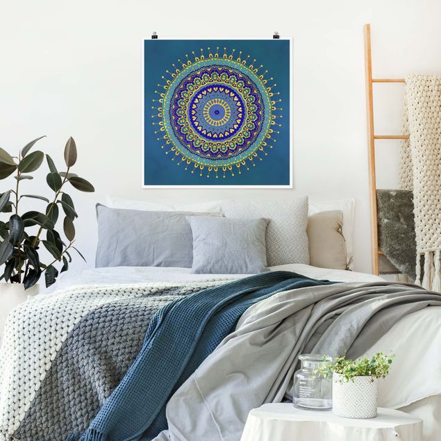 Poster kaufen Mandala Blau Gold