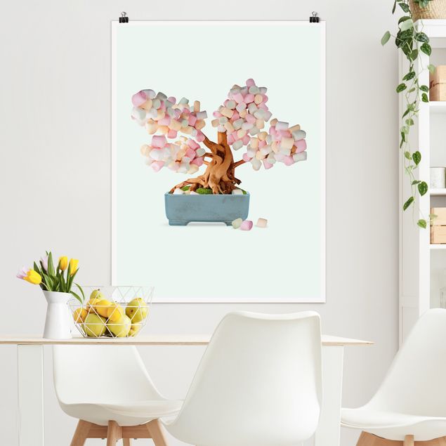Kunstdrucke Poster Bonsai mit Marshmallows
