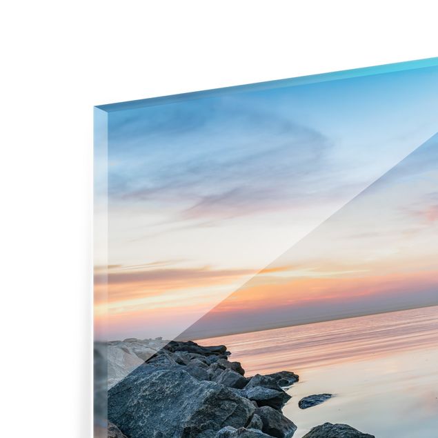 Spritzschutz Glas - Sunset at the Lighthouse - Querformat 3:2