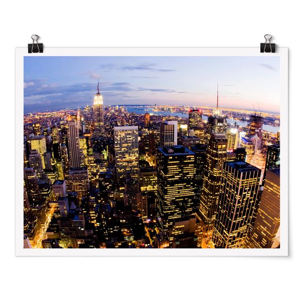 Poster - New York Skyline bei Nacht - Querformat 3:4