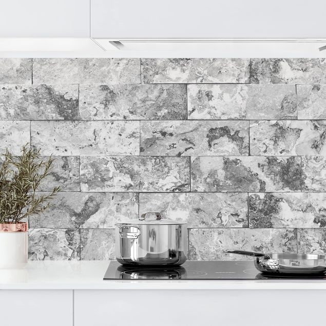 Küchenrückwände Platte Steinwand Naturmarmor grau
